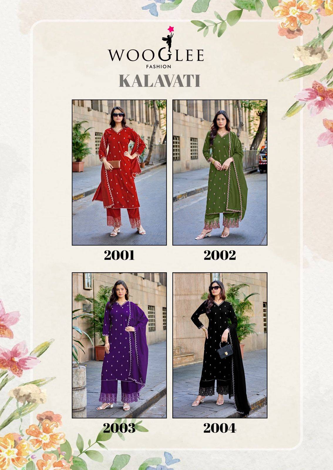 Kalavati By WOOGLEE 2001 To 2004 Series Beautiful Festive Suits Colorful Stylish Fancy Ethnic Wear Heavy Rayon Dresses At Wholesale Price